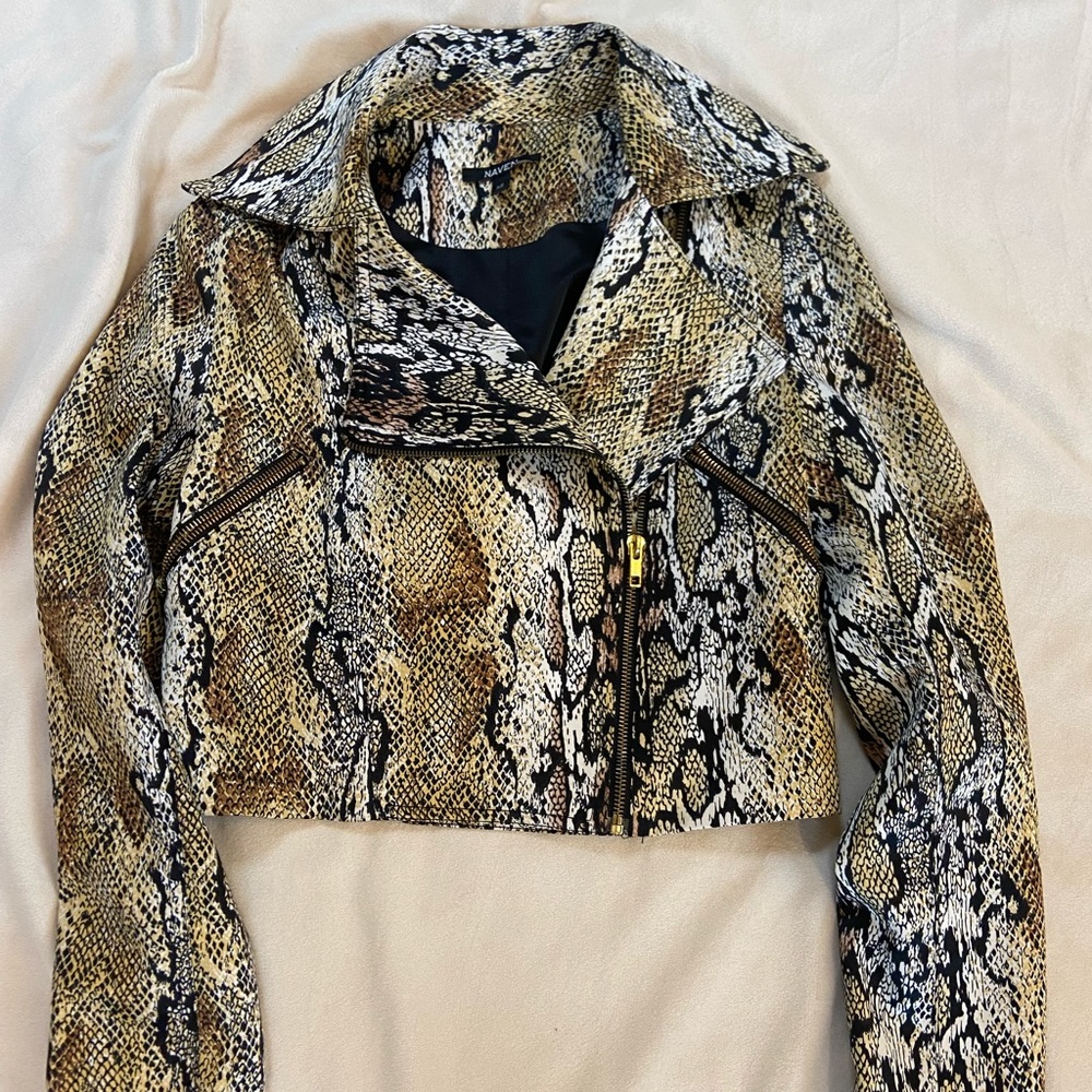 Moto Jacket snakeskin print VEGAN polyester silky!!